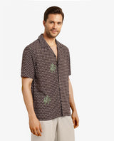 Men's Brown Casual Regular Fit Printed Half Sleeves Shirt