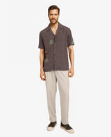 Men's Brown Casual Regular Fit Printed Half Sleeves Shirt