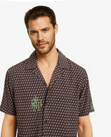 Men's Brown Casual Regular Fit Printed Half Sleeves Shirt