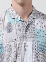 Men's Beige Casual Printed Half Sleeves Shirt