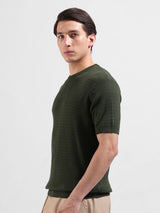 Men's Green Casual Slim Fit Solid Half Sleeves Tshirt