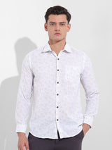 Men's Black Formal Self Design Full Sleeves Shirt