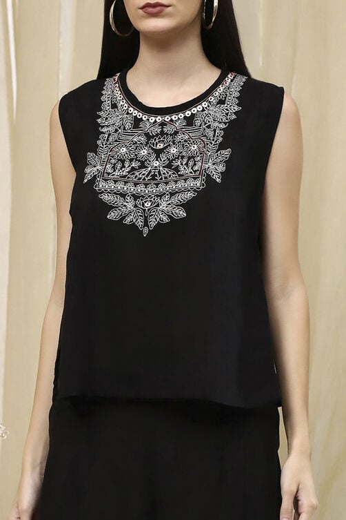 Women's Black Festive Sleeveless Co-ords Set
