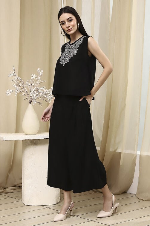Women's Black Festive Sleeveless Co-ords Set