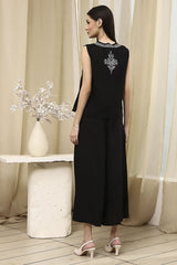 Women's Black Festive Sleeveless Co-ords Set