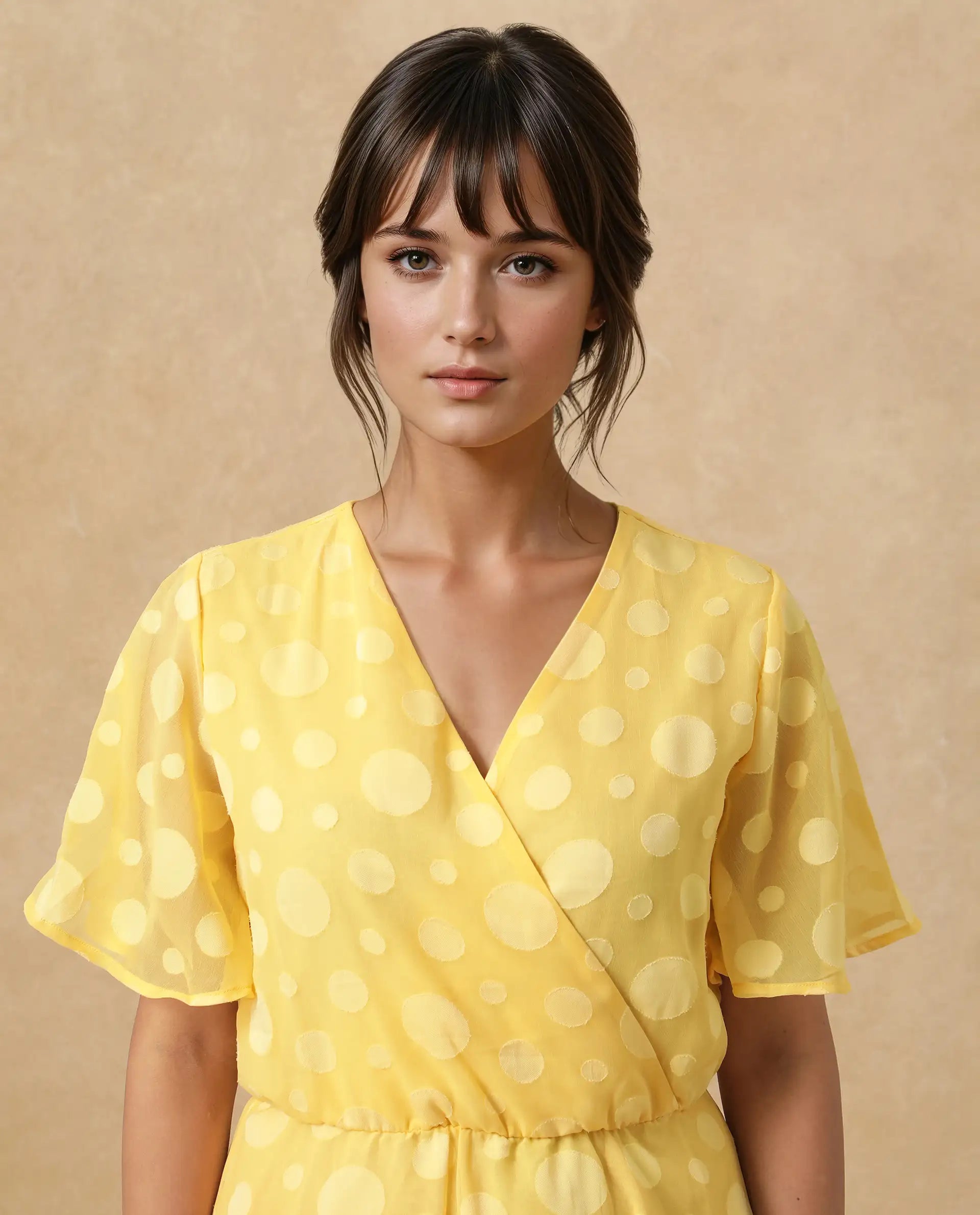 Women's Yellow Half Sleeves Dress