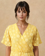 Women's Yellow Half Sleeves Dress