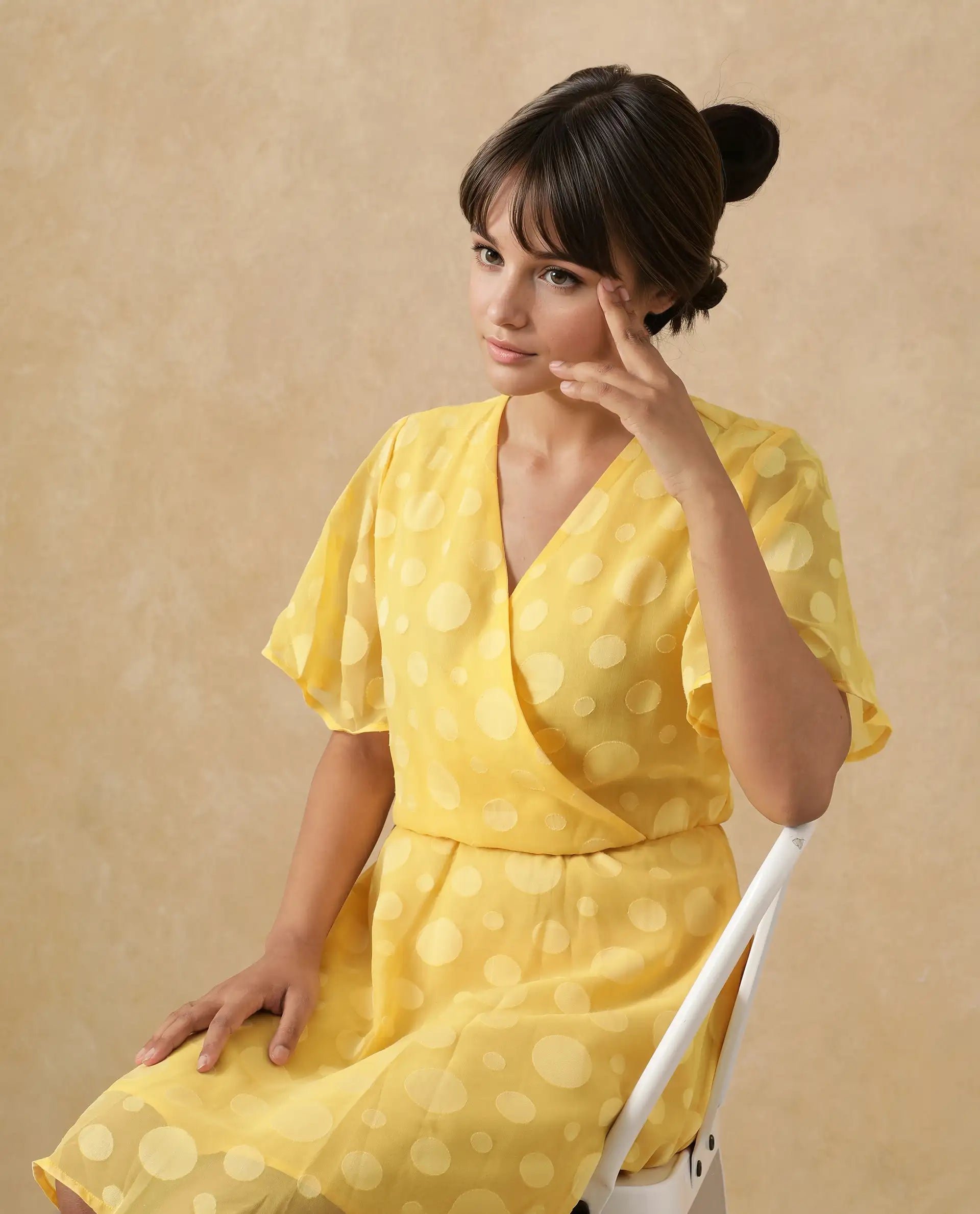 Women's Yellow Half Sleeves Dress