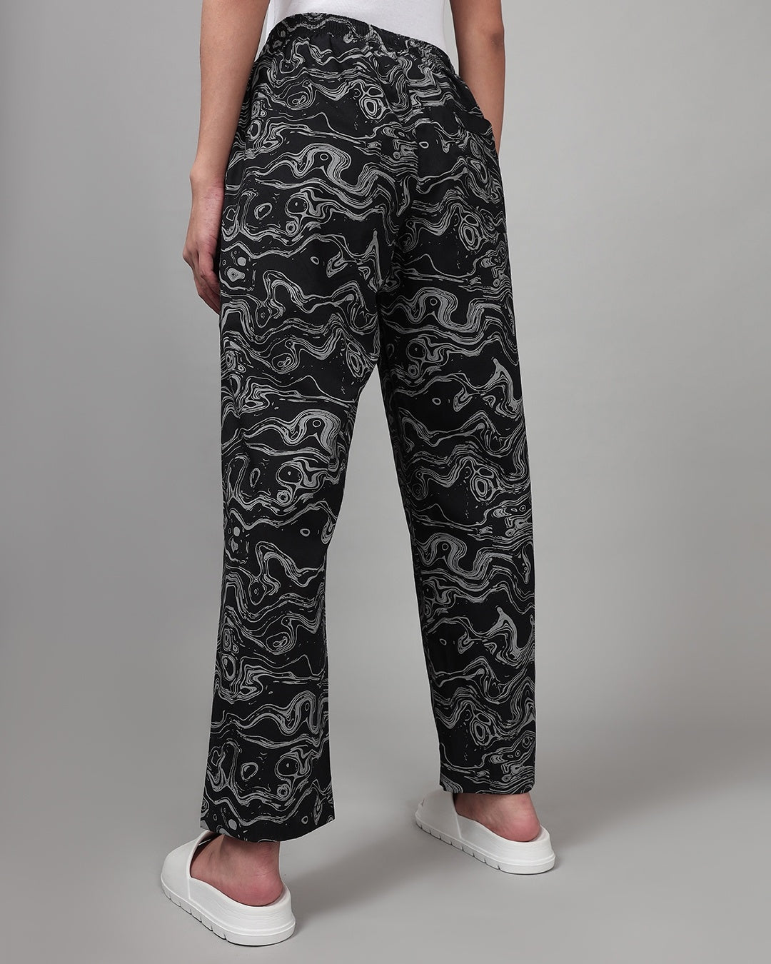 Women's Black Casual Printed Pyjama