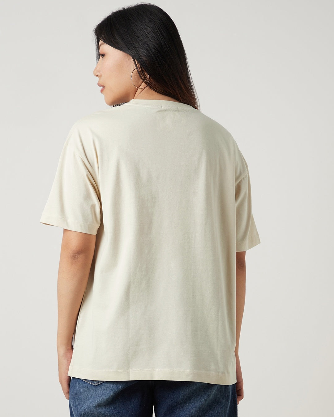 Women's White Streetwear Half Sleeves Tshirt