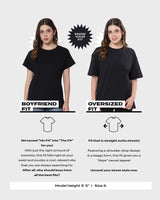 Women's Black Bearly Awake Graphic Printed Oversized Tshirt