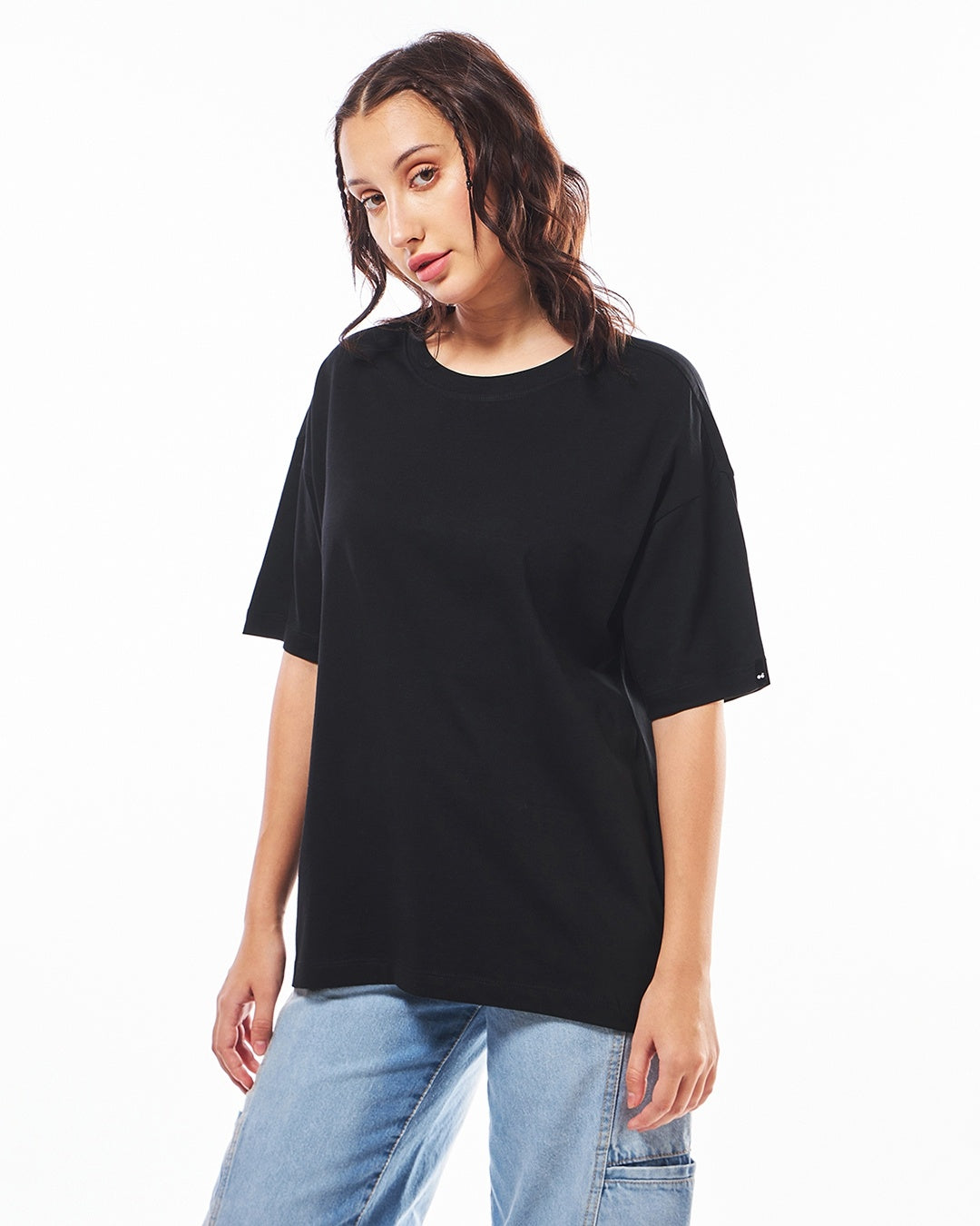 Women's Casual Oversized Fit Solid Half Sleeves Tshirt