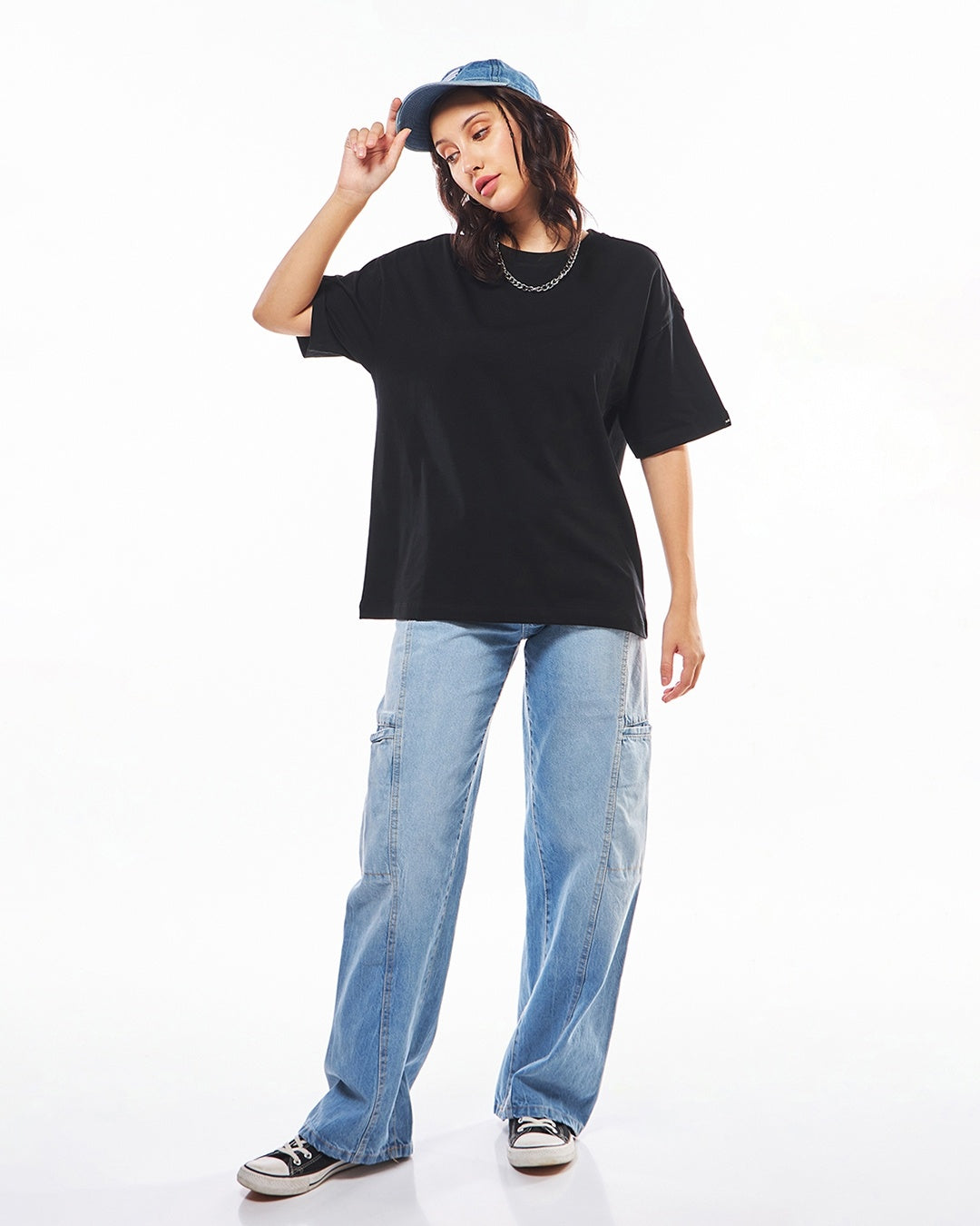 Women's Casual Oversized Fit Solid Half Sleeves Tshirt