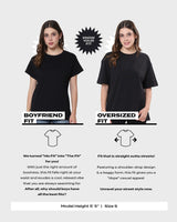 Women's Black Swag Rani Graphic Printed Oversized Acid Wash Tshirt