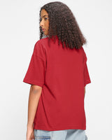 Women's Bold Red OK Karaoke Typography Oversized Tshirt