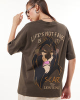 Women's Brown Unfair Scar Graphic Printed Oversized Tshirt