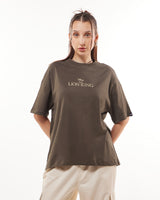 Women's Brown Unfair Scar Graphic Printed Oversized Tshirt
