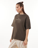 Women's Brown Unfair Scar Graphic Printed Oversized Tshirt