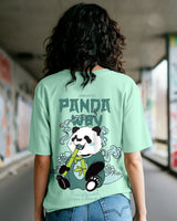 Women's Green The Panda Way Graphic Printed Oversized Tshirt