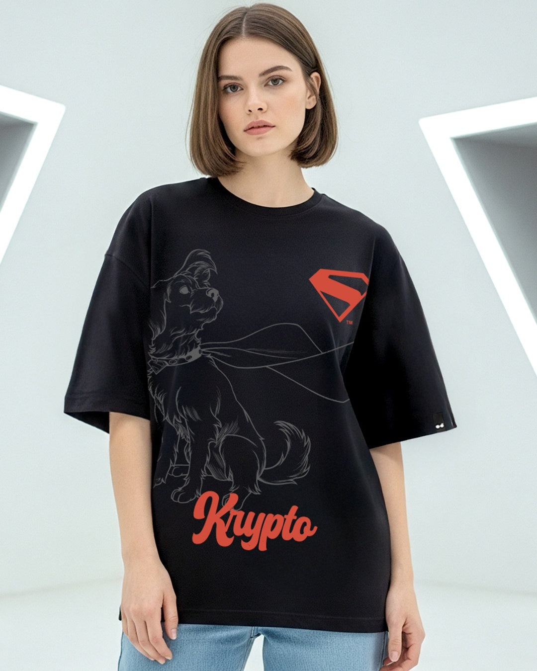 Women's Black Streetwear Half Sleeves Tshirt