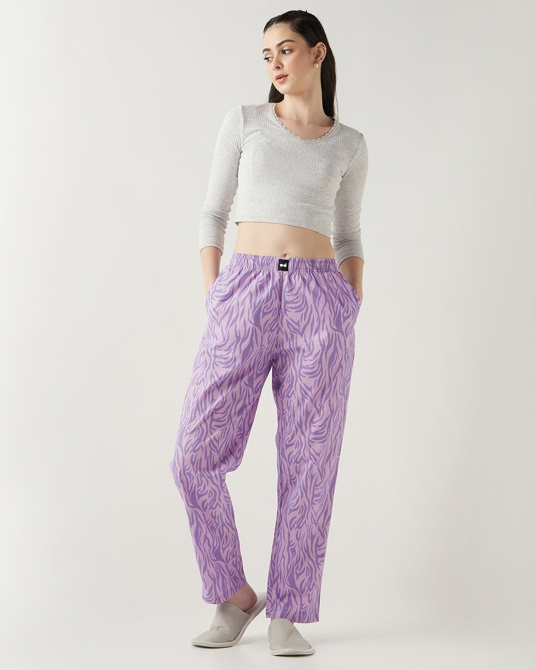 Women's Purple Casual Printed Pyjama