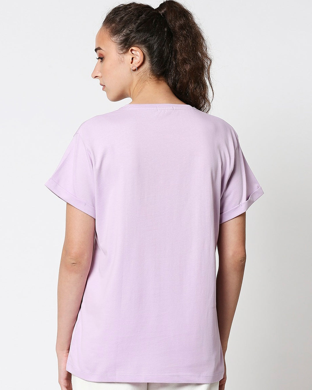 Women's Purple Casual Boyfriend Fit Printed Half Sleeves Tshirt