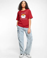 Women's Red Being Cute Is My Superpower Graphic Printed Oversized Tshirt