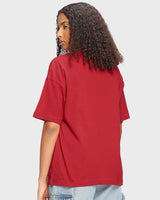 Women's Red Emotional Baggage Graphic Printed Oversized Tshirt