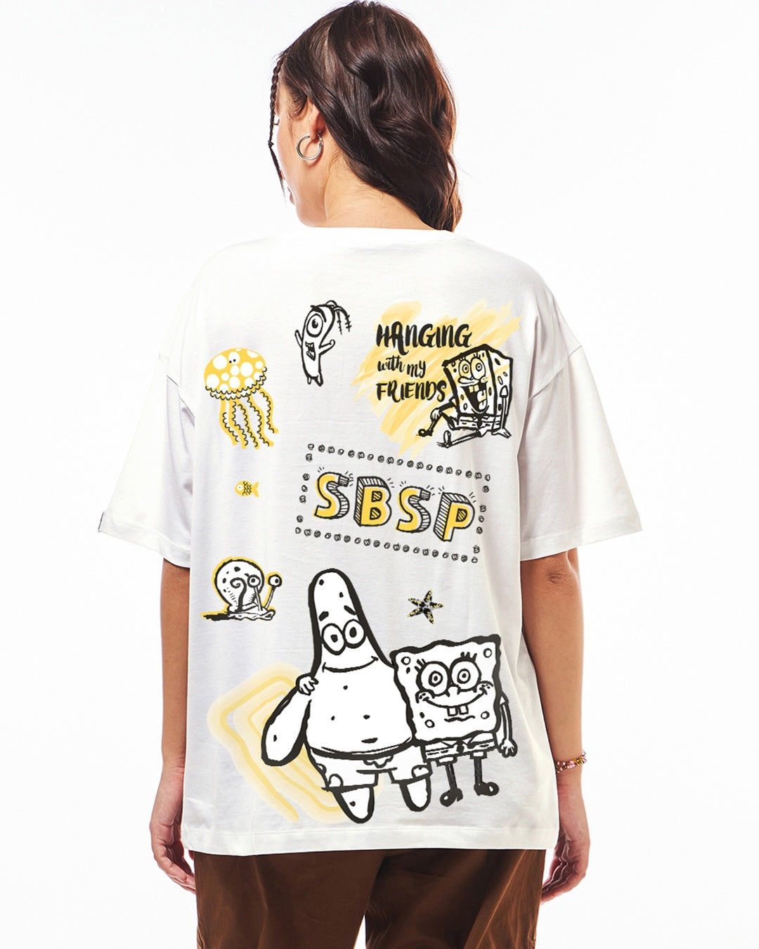 Women's White Streetwear Half Sleeves Tshirt
