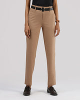 Women's Beige Formal Solid Pant