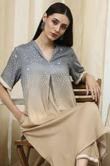 Women's Gray Festive Three Quarter Sleeves Co-ords Set
