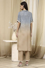 Women's Gray Festive Three Quarter Sleeves Co-ords Set