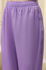 Women's Purple Festive Three Quarter Sleeves Co-ords Set