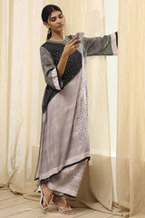 Women's Gray Festive Three Quarter Sleeves Kurta Sets