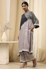Women's Gray Festive Three Quarter Sleeves Kurta Sets