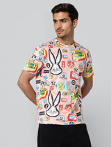 Men's Slim Fit Looney Tunes Printed Round Neck Tshirt