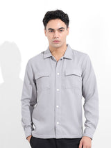 Men's Grey Casual Solid Full Sleeves Shirt