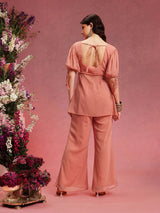 Women's Pink Ethnic Motifs Embroidered Regular Kurta with Palazzo