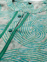 Women's Green Paisley Printed Band Collar Anarkali Kurta With Trouser