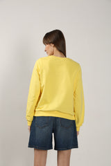 Women's Yellow Casual Regular Fit Full Sleeves Sweatshirt