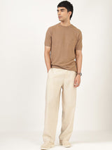 Men's Brown Casual Regular Fit Solid Half Sleeves Tshirt