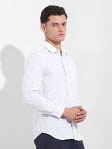 Men's Blue Formal Self Design Full Sleeves Shirt