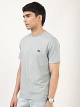 Men's Grey Casual Regular Fit Solid Half Sleeves Tshirt