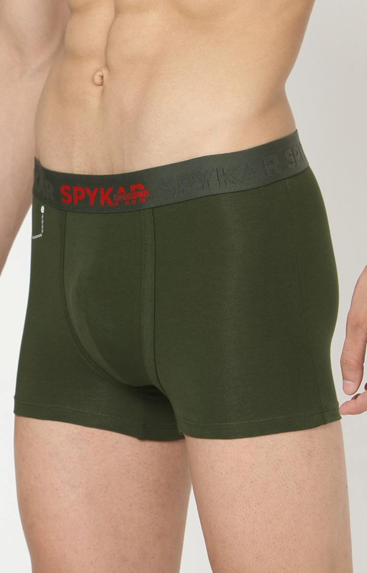 Men's Olive Mid-Rise Solid Trunk