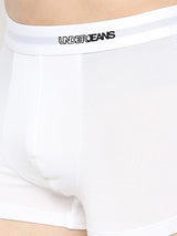 Men's White Mid-Rise Solid Trunk