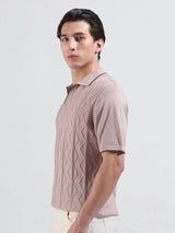 Men's Slim Fit Textured Polo Collar Tshirt