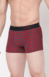Men's Maroon Checks Mid-Rise Printed Trunk