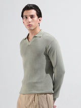 Men's Slim Fit Textured Polo Collar Tshirt