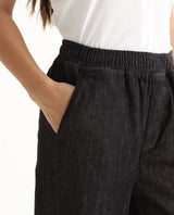 Women's Black Cotton Blend Plain Ankle Length Lounge Jeans