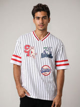 Men's White Casual Oversized Fit Printed Half Sleeves Tshirt